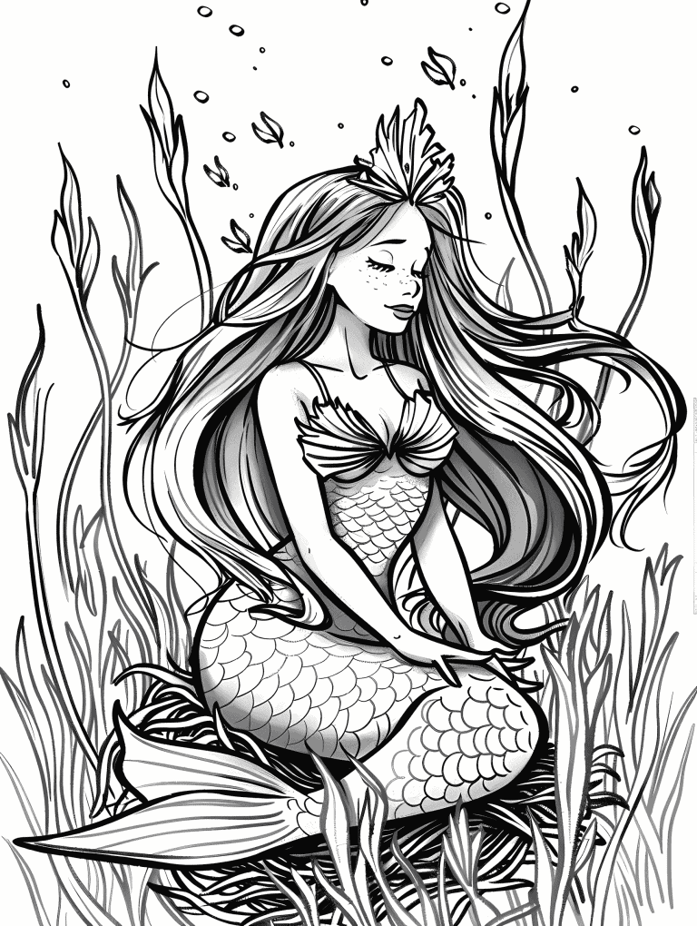 Mermaid Lounging On Seaweed
