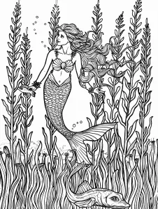 30 Pretty Mermaid Coloring Pages - Brighter Craft