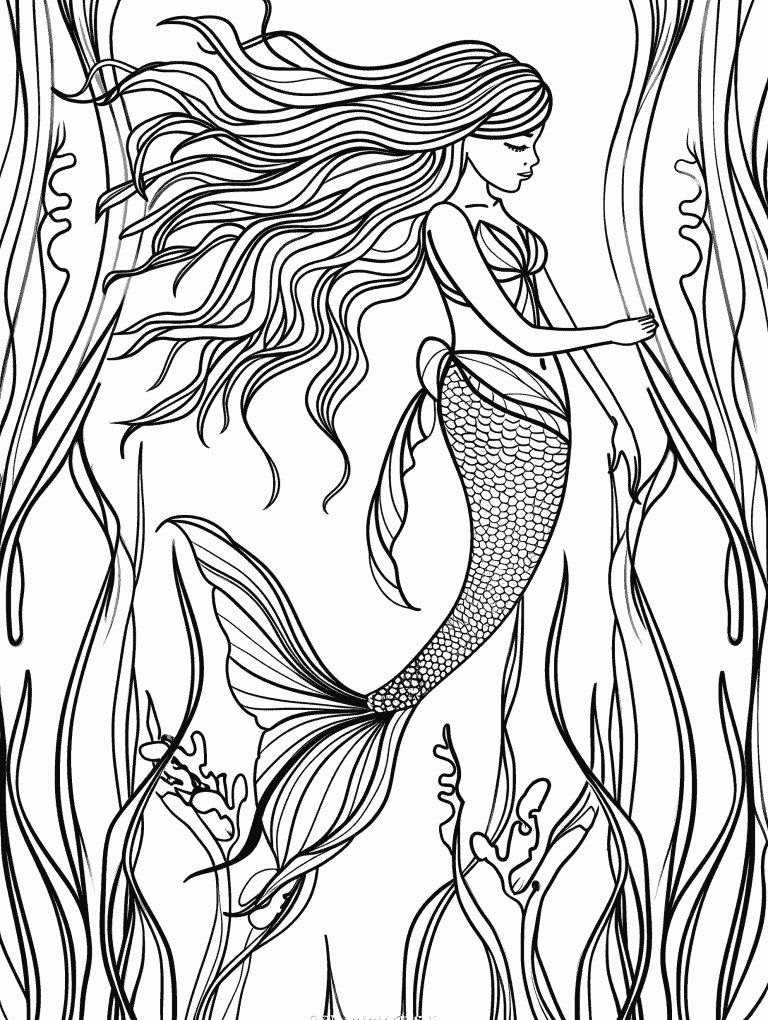 Mermaid Weaving Through Kelps