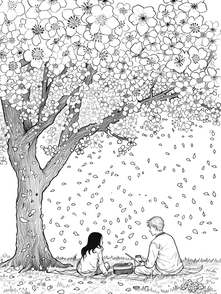 Picnic Beneath A Cherry Blossom Tree