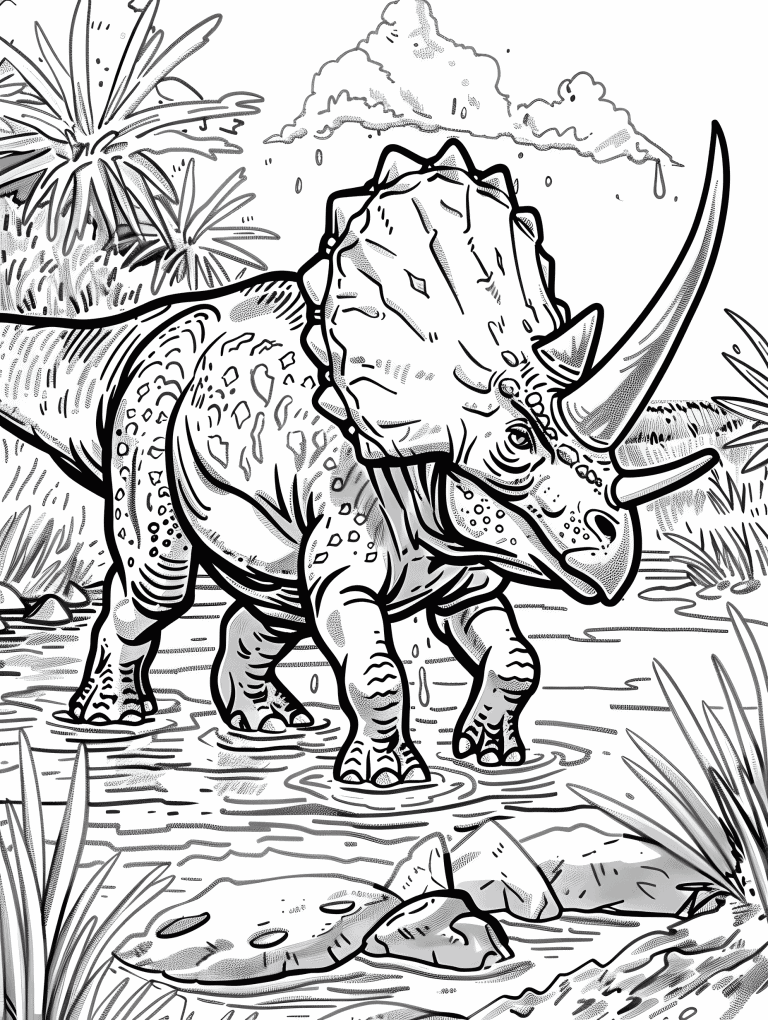 Triceratops Enjoying A Leisurely Soak