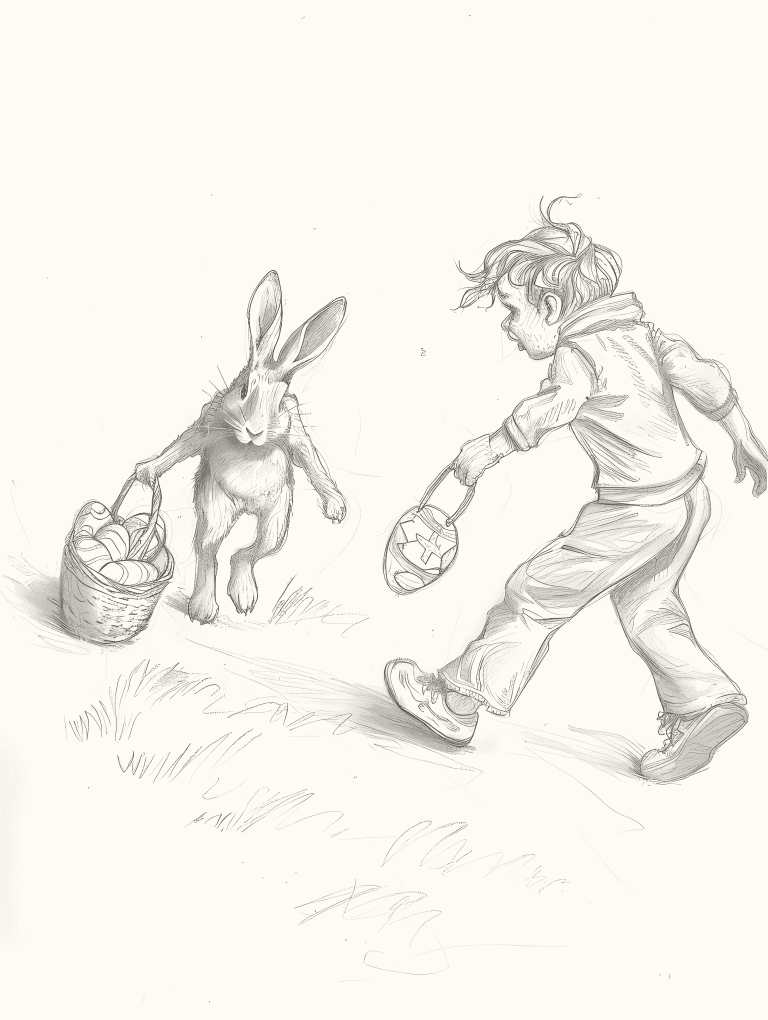 Child Chasing The Easter Bunny