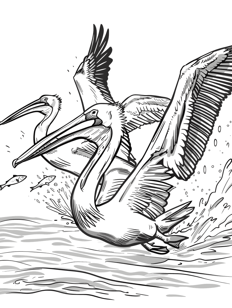 Pelicans Catching Fish