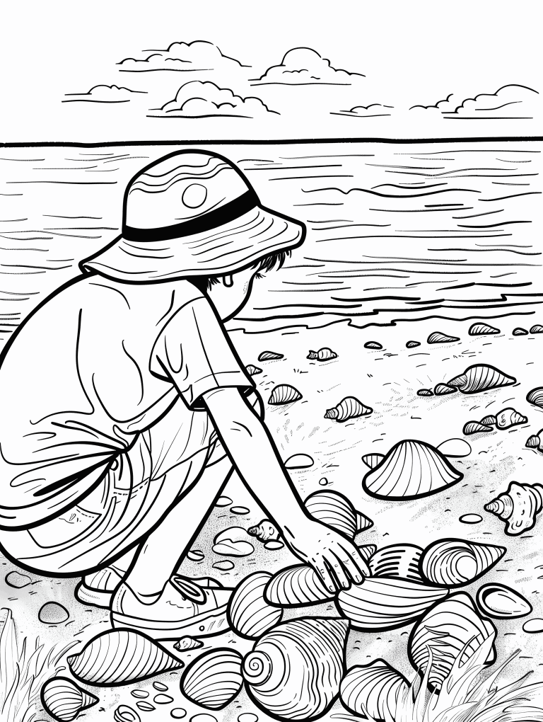 Boy Looking For Shells