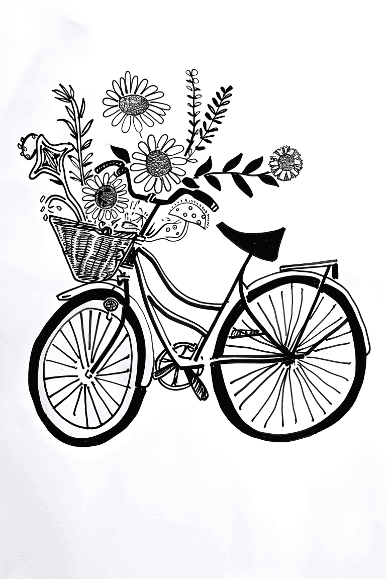Bicycle With Basket Of Flowers