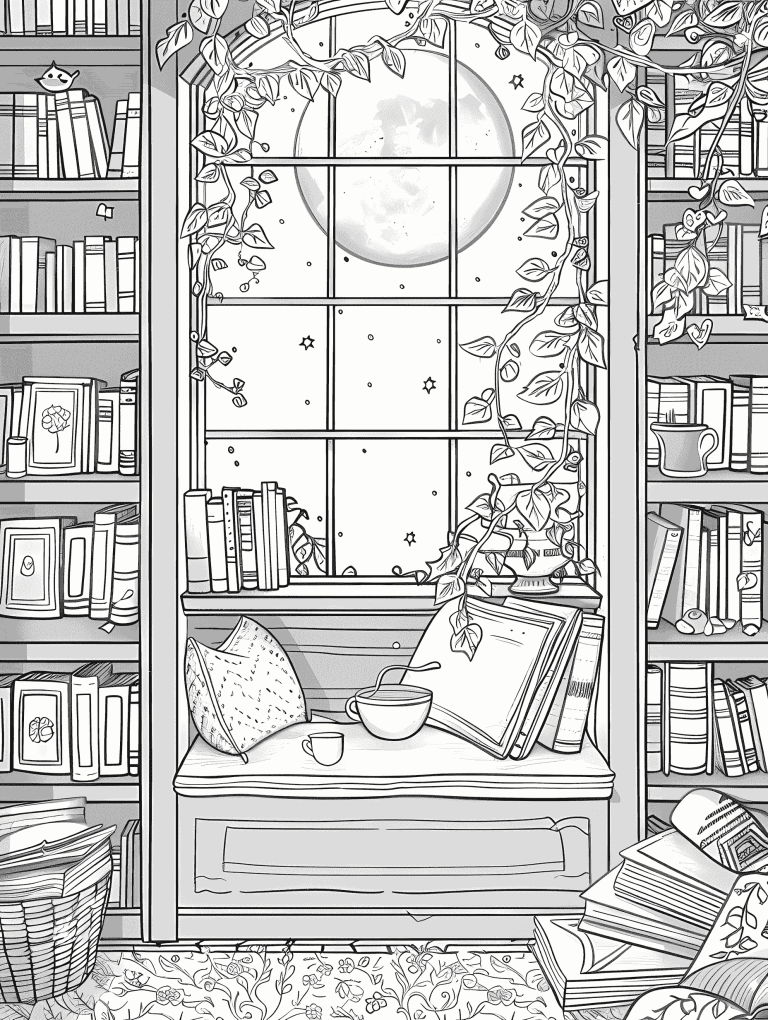 Moon Filtering Through A Library Window