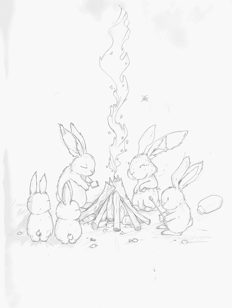 Bunnies Having A Campfire