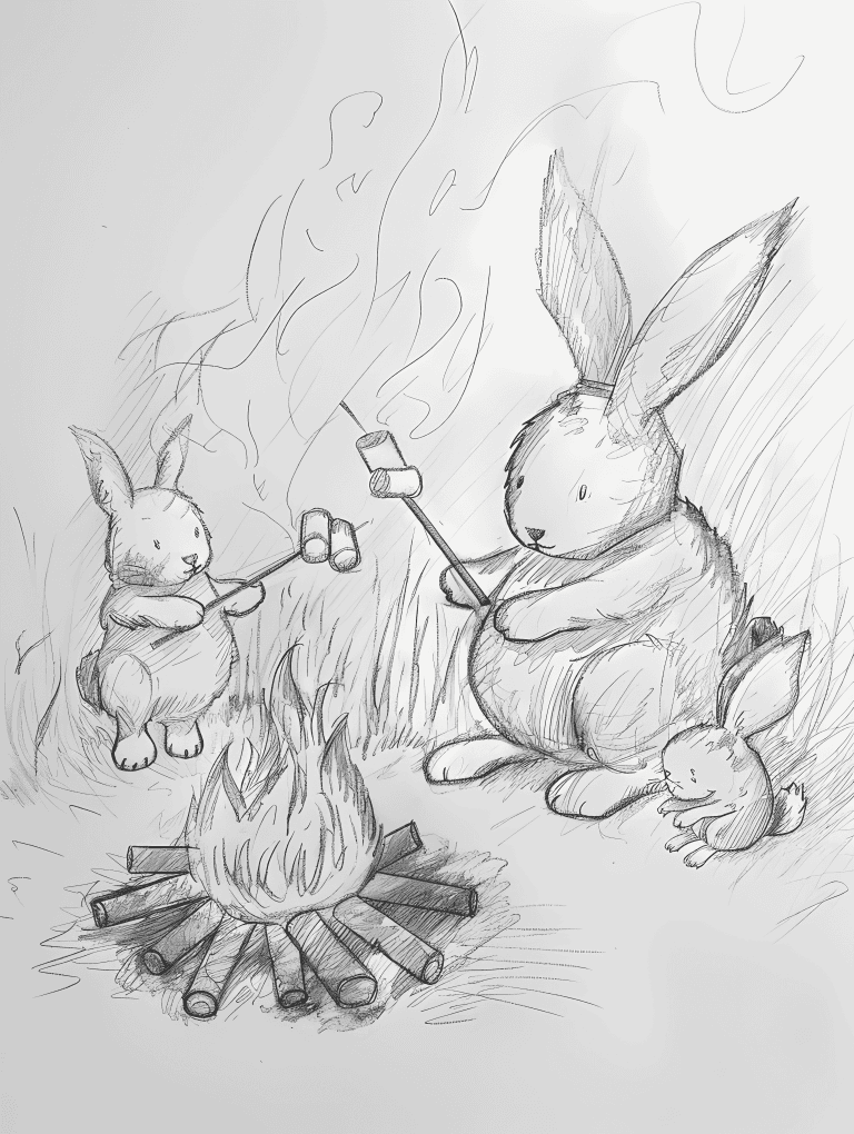 Bunnies Roasting Marshmallows