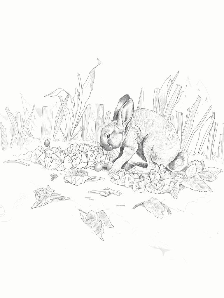 Bunny Tending To Carrots