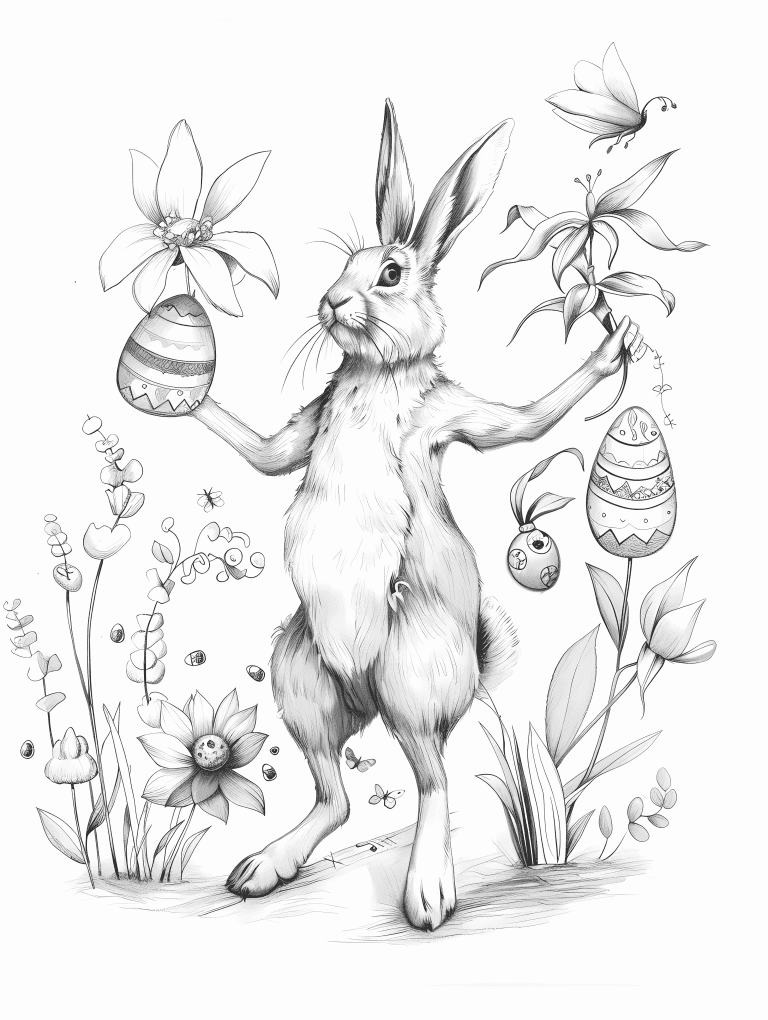 Bunny Tending A Garden