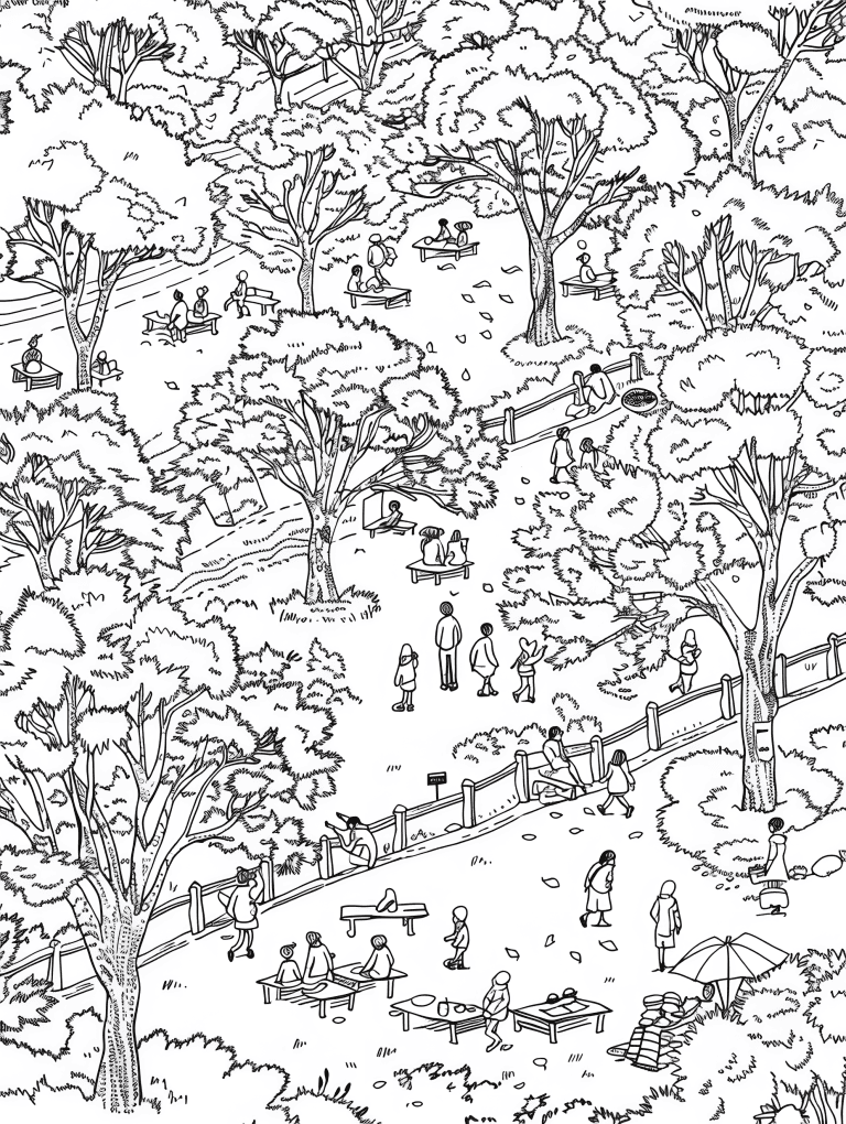 City Park Filled With Cherry Blossoms
