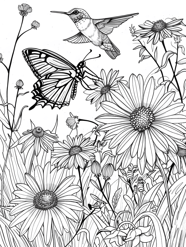 Butterfly Engaged With A Hummingbird