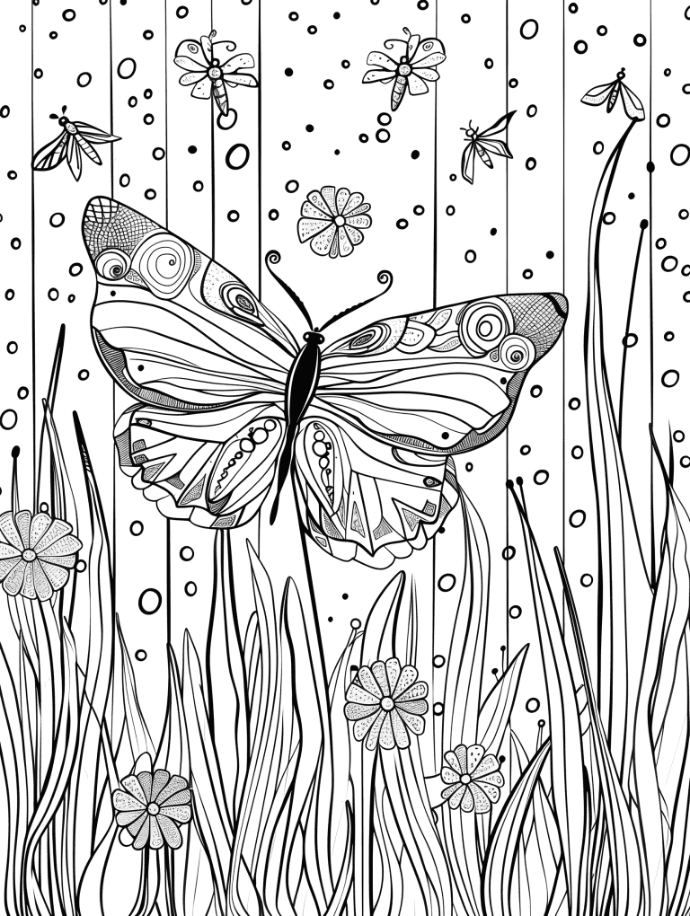 Butterfly Fluttering With Fireflies