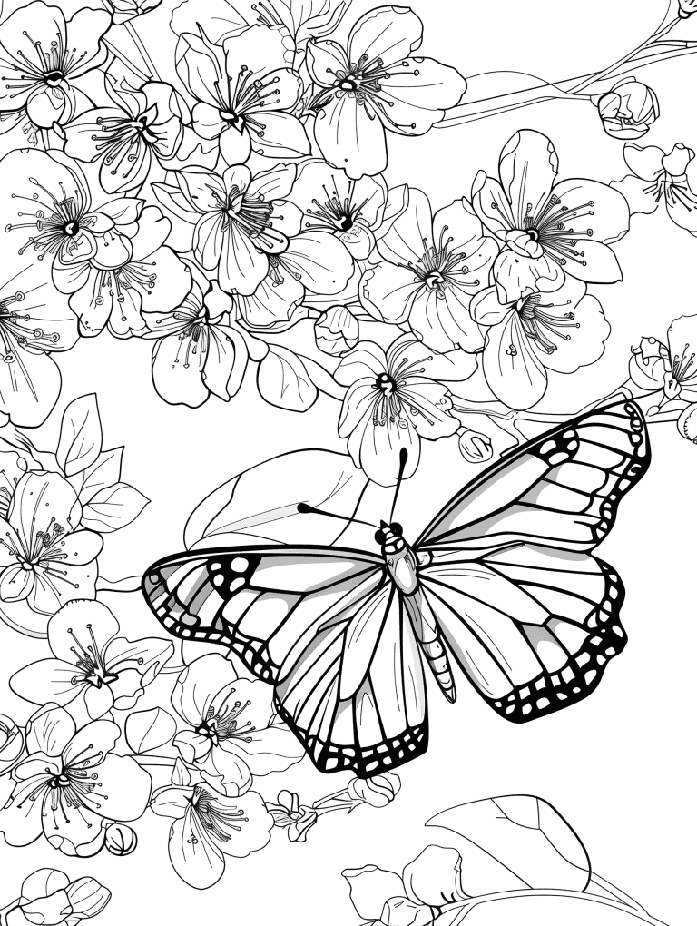 Butterfly Fluttering Over Cherryblossoms