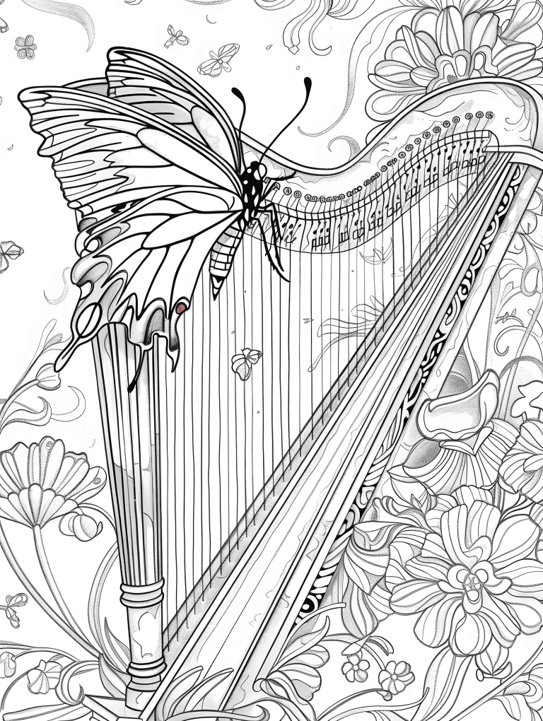 Butterfly Perched On A Harp
