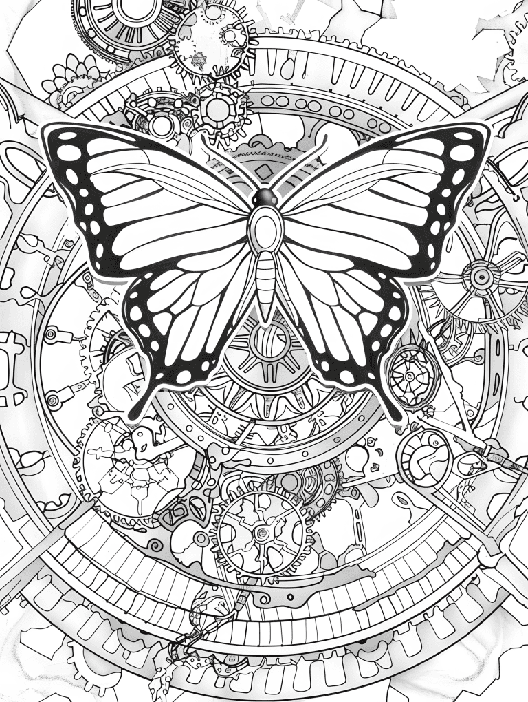 Butterfly Hovering Through Gears