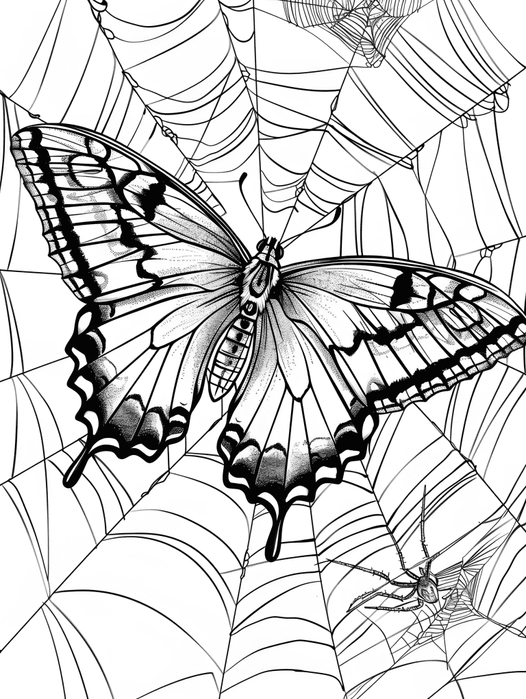 Butterfly Weaving Through Spider Web