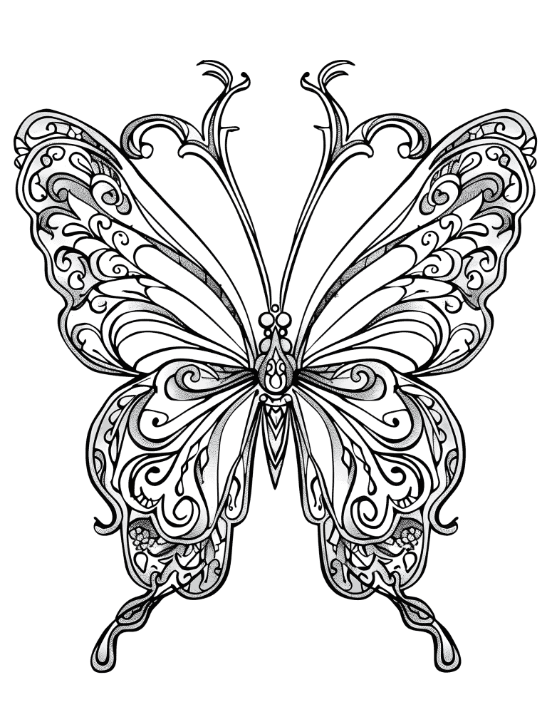 Butterfly Wings Adorned In Baroque Patterns
