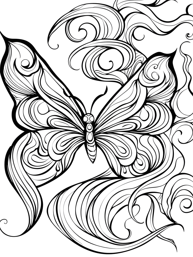 Butterfly In Swirling Patterns Of Smoke