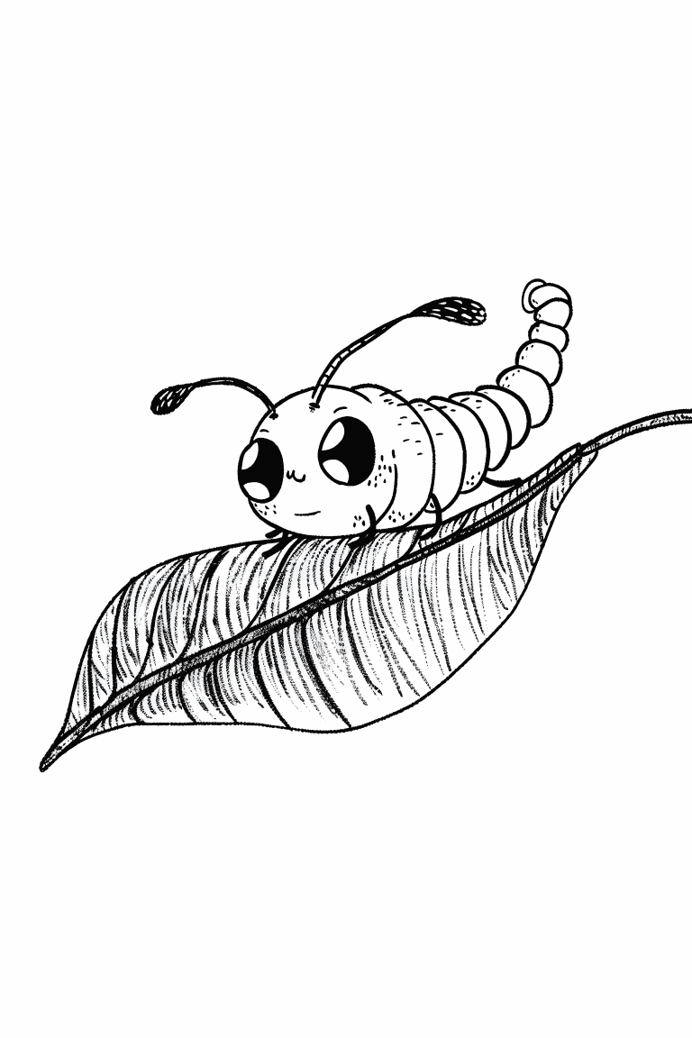 Caterpillar On A Leaf