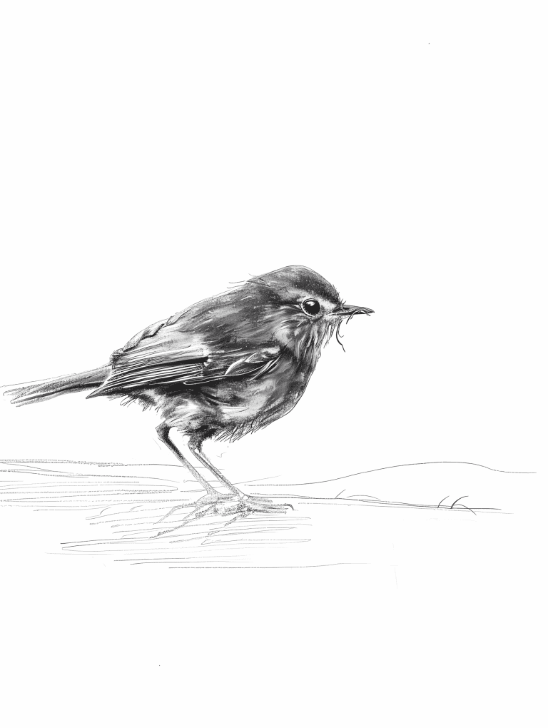 Robin Hopping Along The Ground