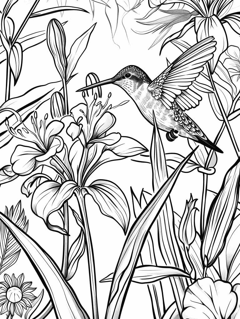 Hummingbird In A Garden