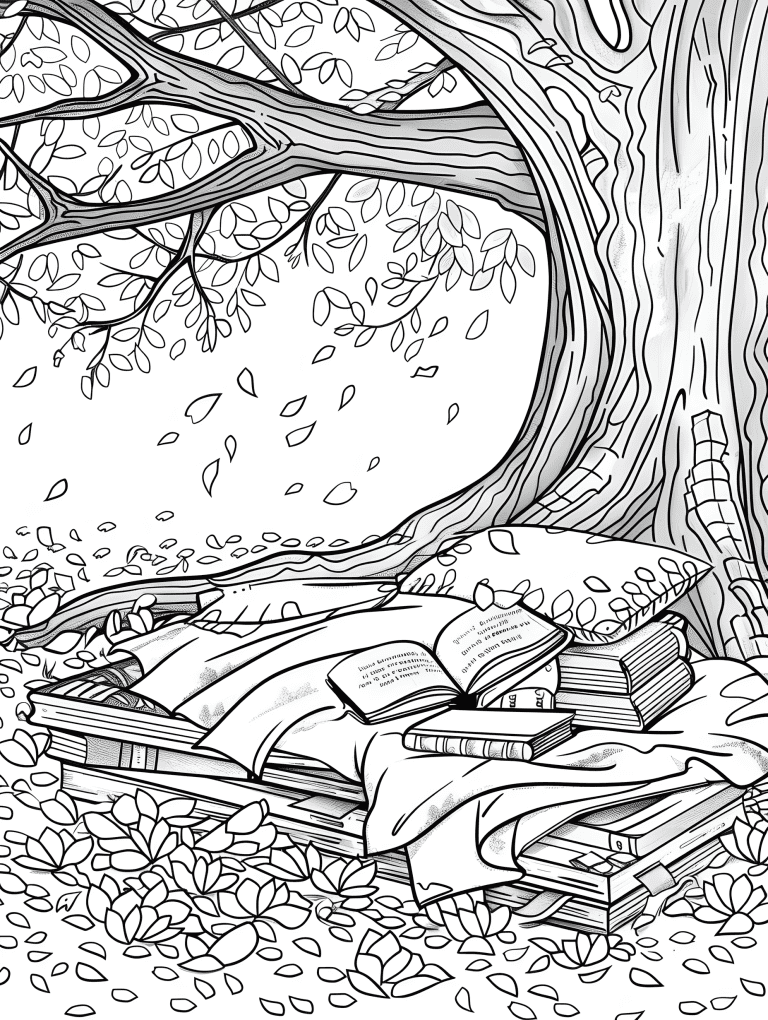 Reading Nook Nestled Under A Cherry Blossom
