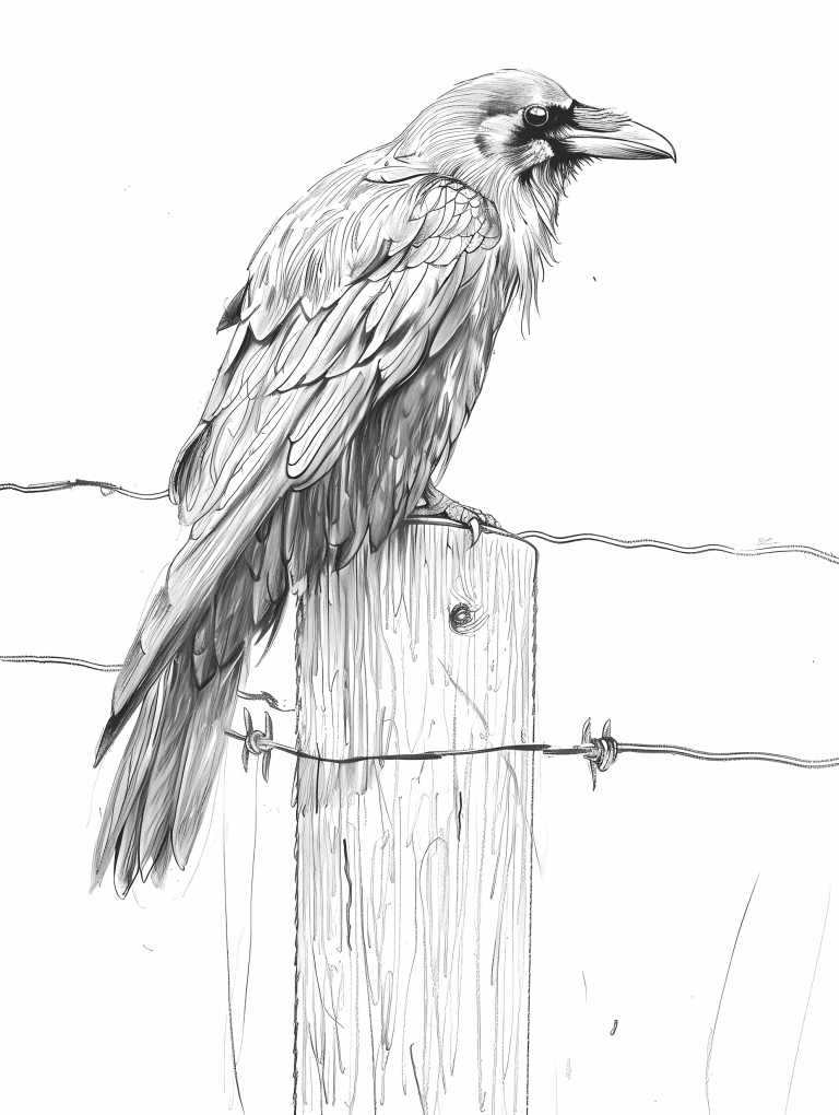 Crow Perched On A Fence