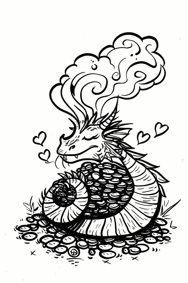 Dragon Curled Up In Gold