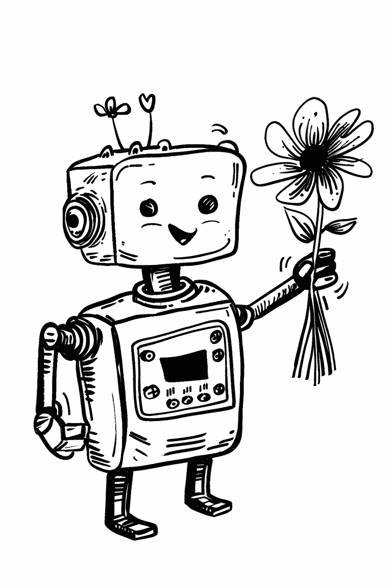 Robot Holding A Boquet