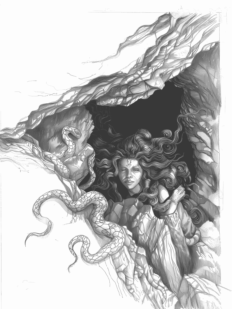 Medusa Dwelling In A Cave