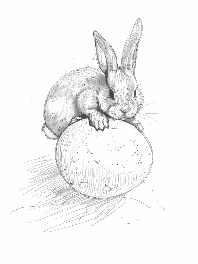 Rabbit On Top Of Easter Egg