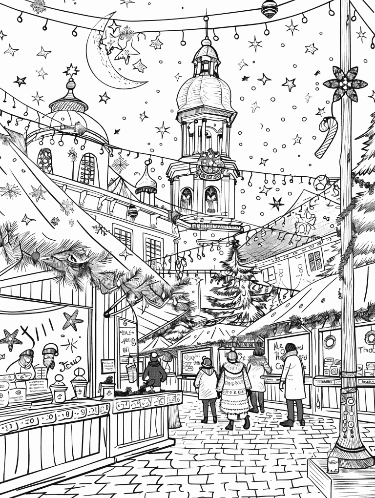 Festive Market Under The Moonlight