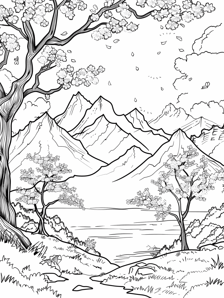 Mountain Retreat With Cherry Blossoms