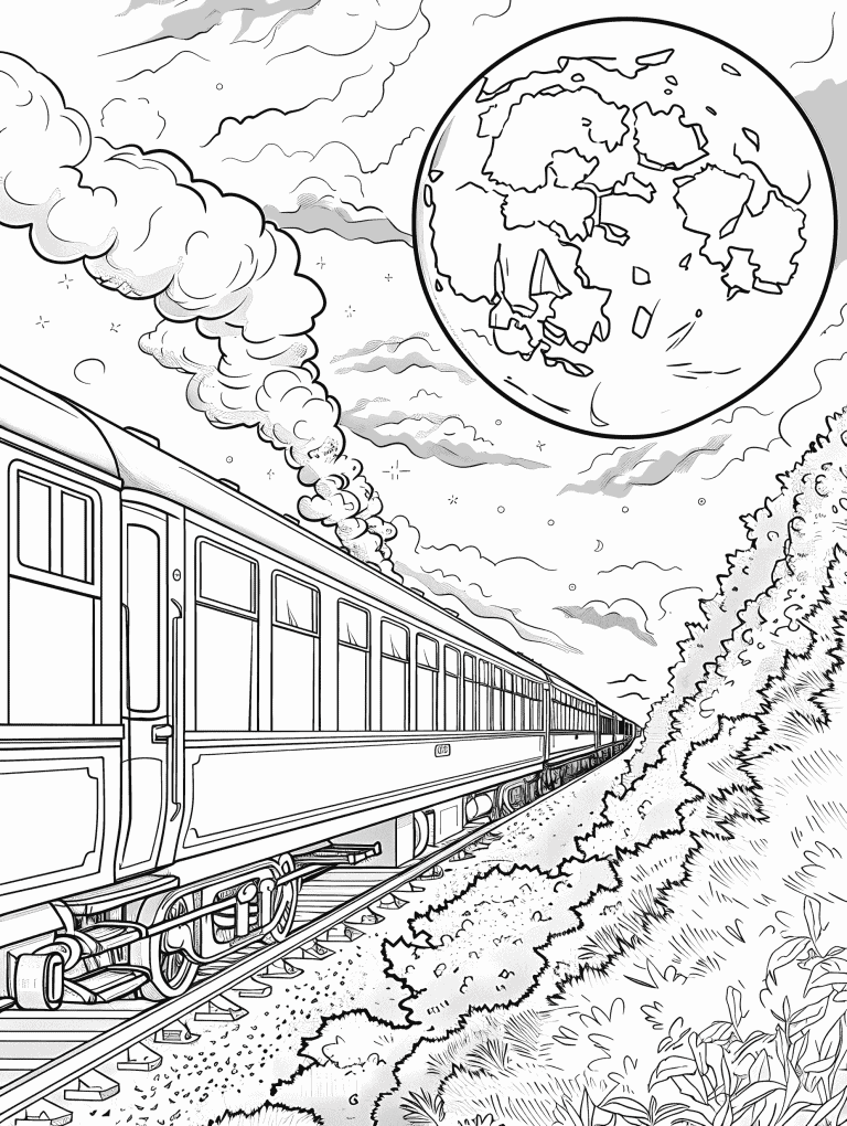 Train Chugging Along The Moonlight