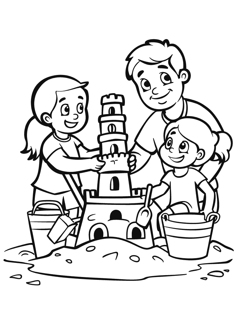 Family Building A Sandcastle