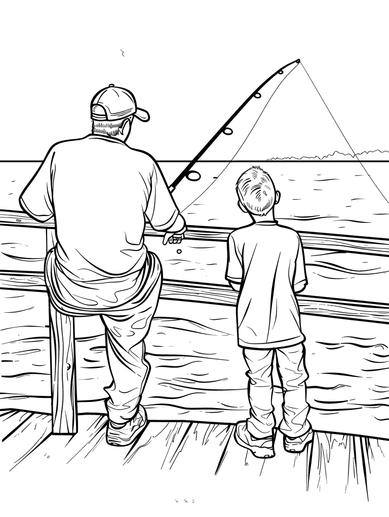 Father And Son Fishing
