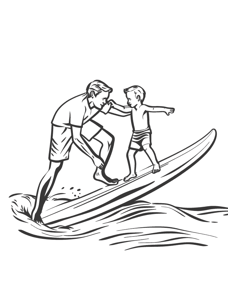 Father And Sun Surfing