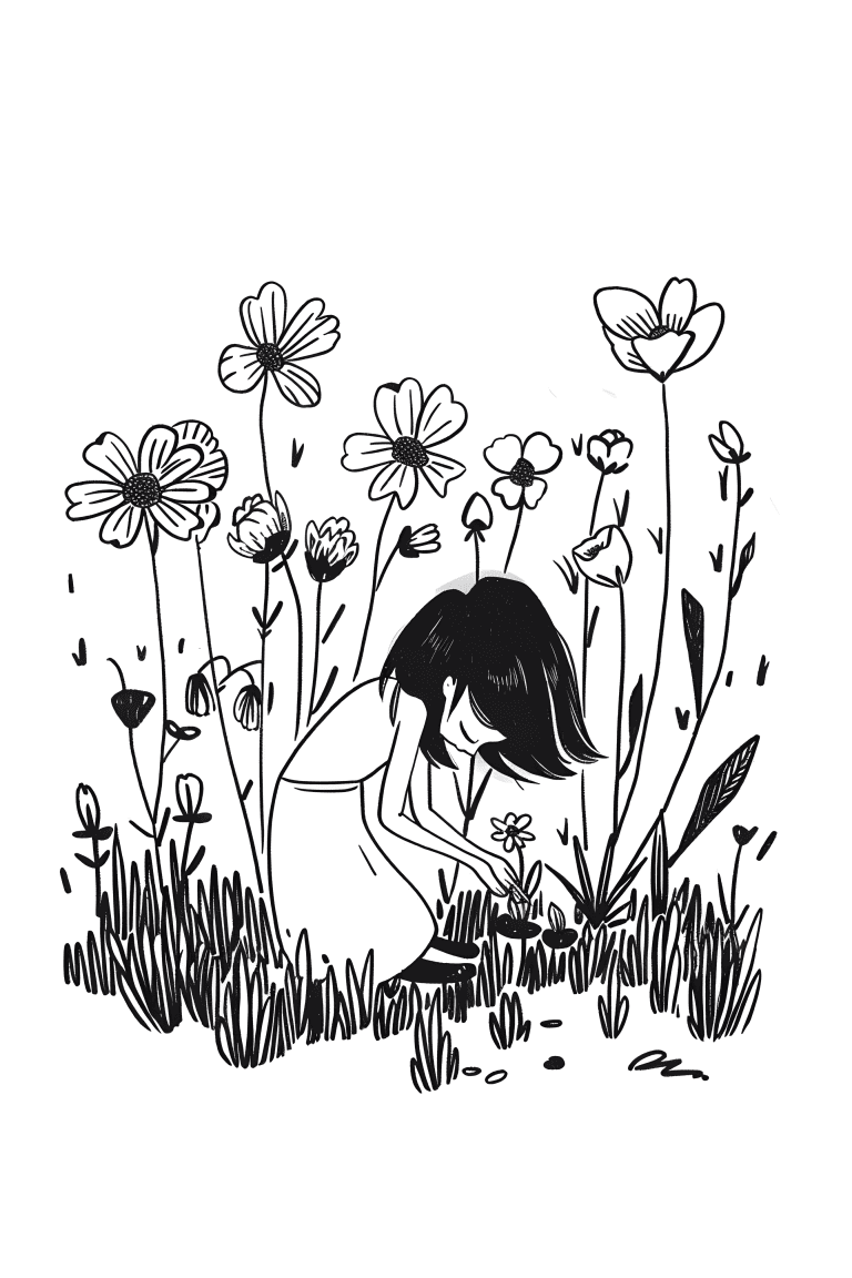 Girl Tending To Garden