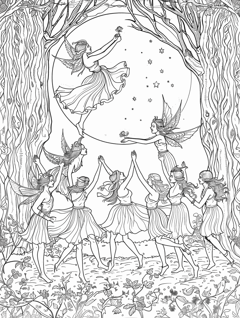 Fairies Playing Under A Moonlit Clearing