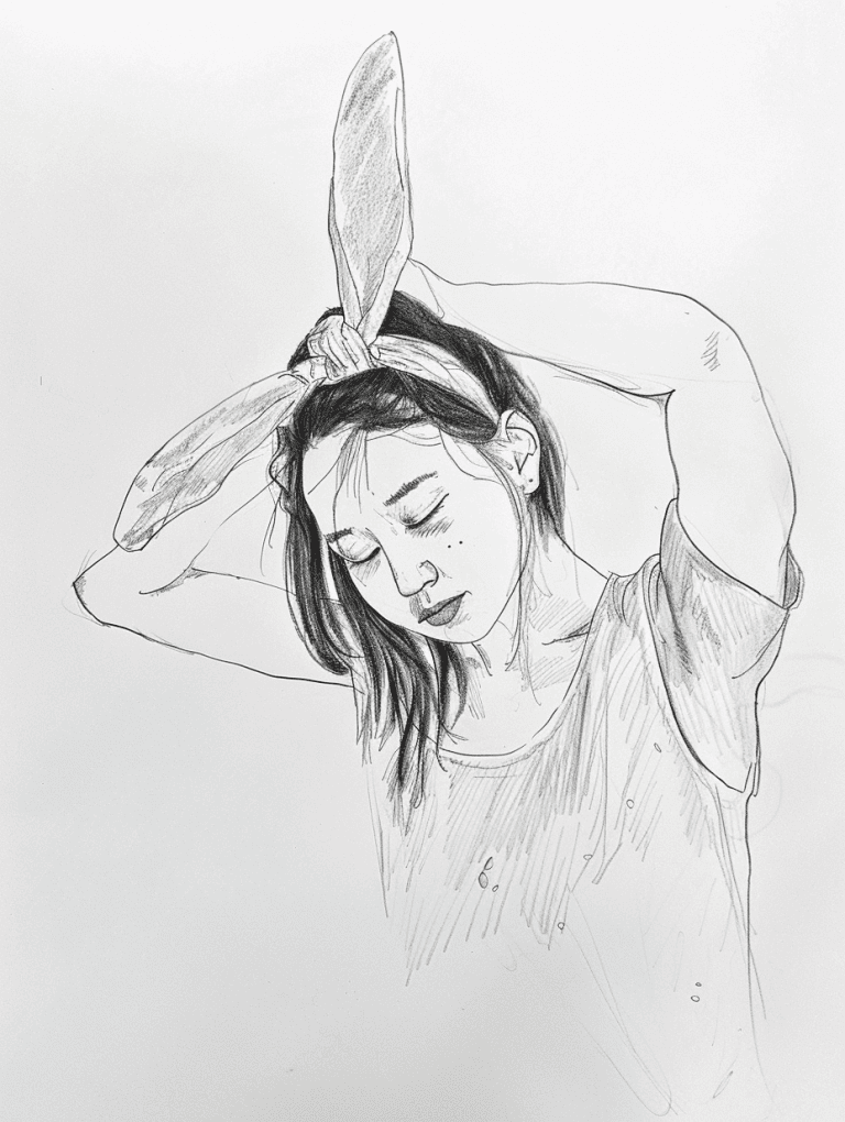 Girl Wearing Bunny Headband