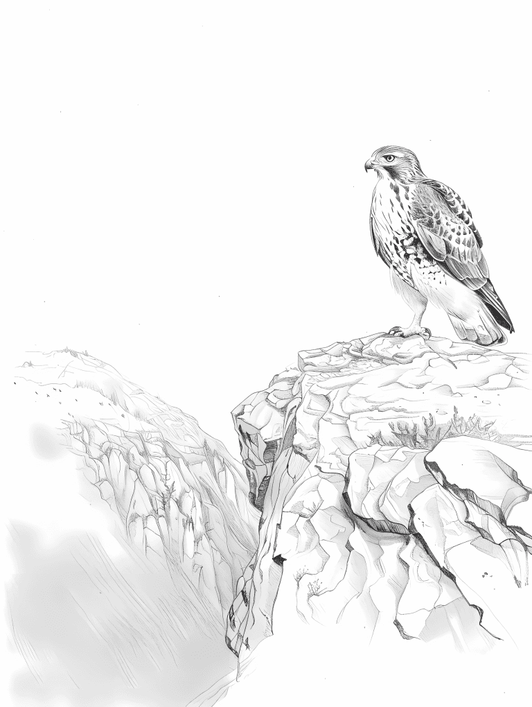 Hawk Perched On A Rock