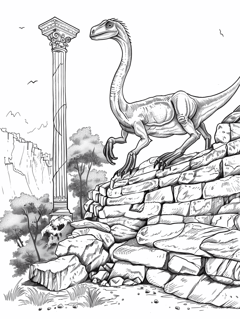 Herizinosaurus Exploring The Ruins