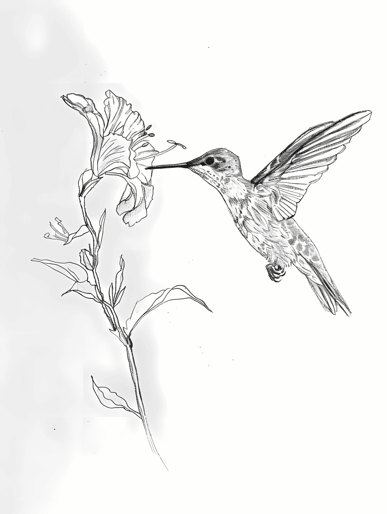 Hummingbird Smelling A Flower