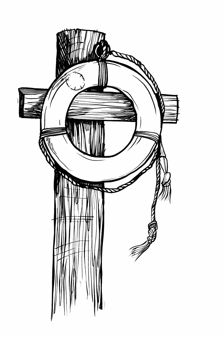 Lifebuoy Hanging From A Post