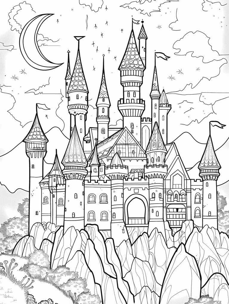 Castle Bathed In Soft Moon Glow