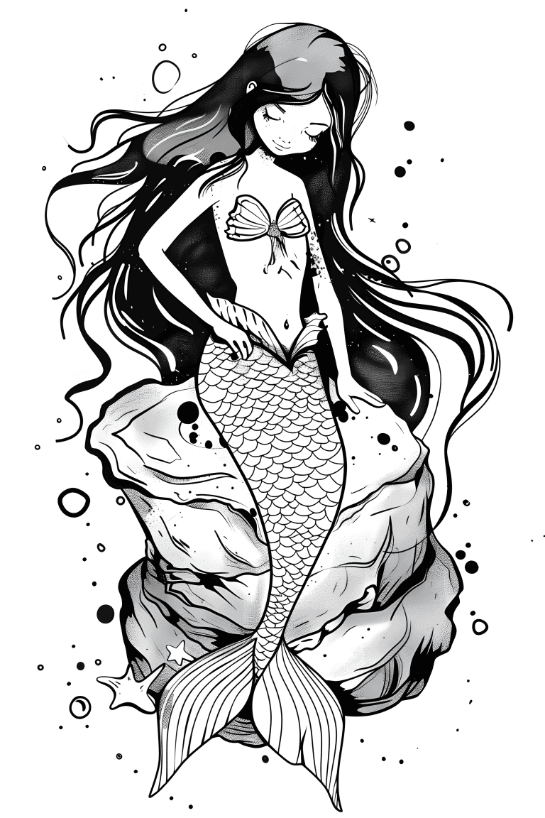 Mermaid Lounging On Rock