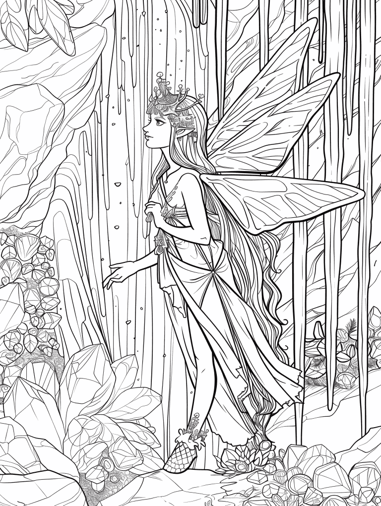 Fairy Exploring A Waterfall