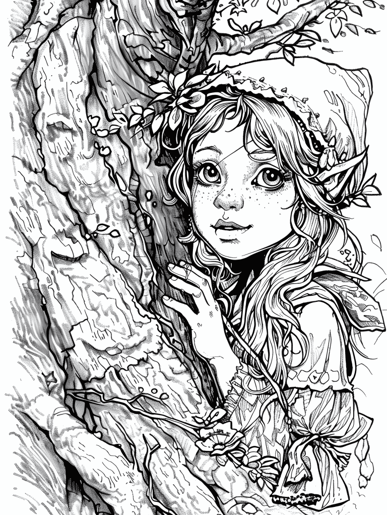 Fairy Peeking Out From A Tree