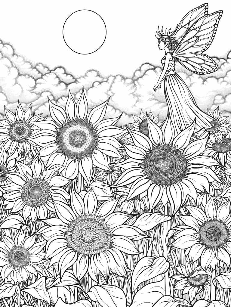 Fairy In Sunflower Field